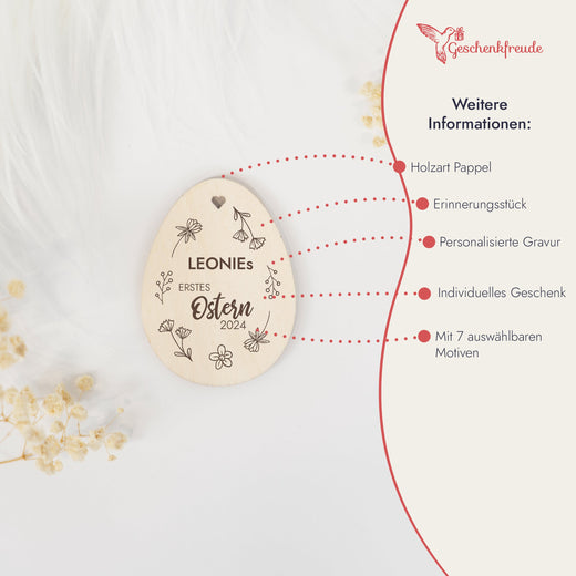 Personalisiertes Osterei zum Aufhängen - Motiv Erstes Ostern - Geschenkfreude