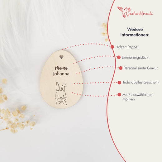 Personalisiertes Osterei zum Aufhängen - Motiv Hase - Geschenkfreude