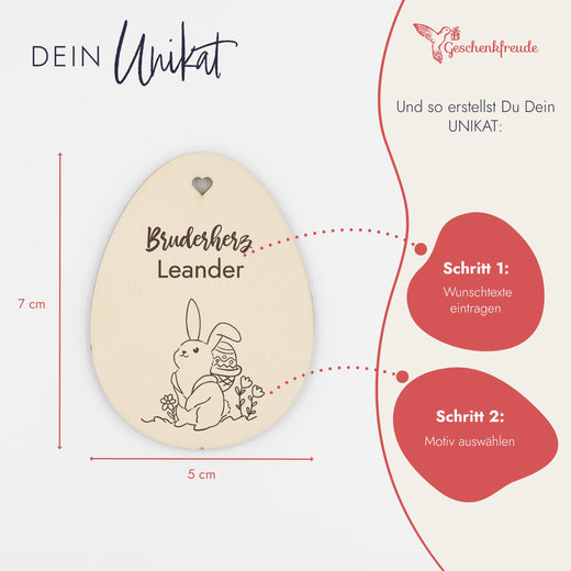 Personalisiertes Osterei zum Aufhängen - Motiv Osterhase - Geschenkfreude