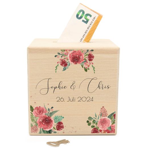 Spardose Hochzeit personalisiert - Floral2 - Geschenkfreude