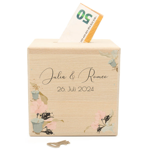 Spardose Hochzeit personalisiert - Floral5 - Geschenkfreude