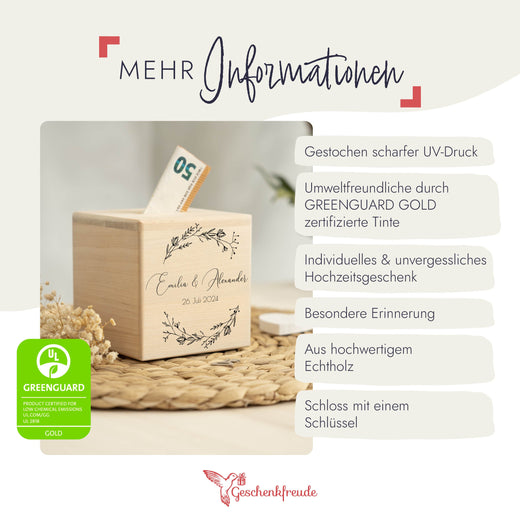 Spardose Hochzeit personalisiert - Floral7 - Geschenkfreude