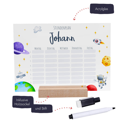 Stundenplan abwischbar personalisiert - Astronaut - Geschenkfreude