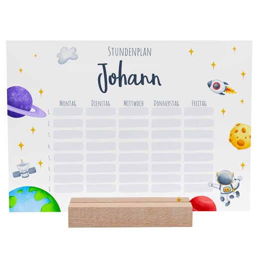 Stundenplan abwischbar personalisiert - Astronaut - Geschenkfreude