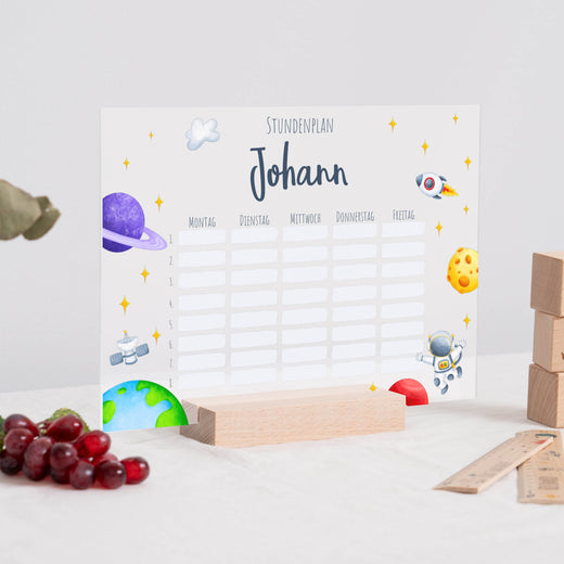 Stundenplan abwischbar personalisiert - Astronaut - Geschenkfreude