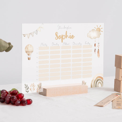 Stundenplan abwischbar personalisiert - Boho - Geschenkfreude