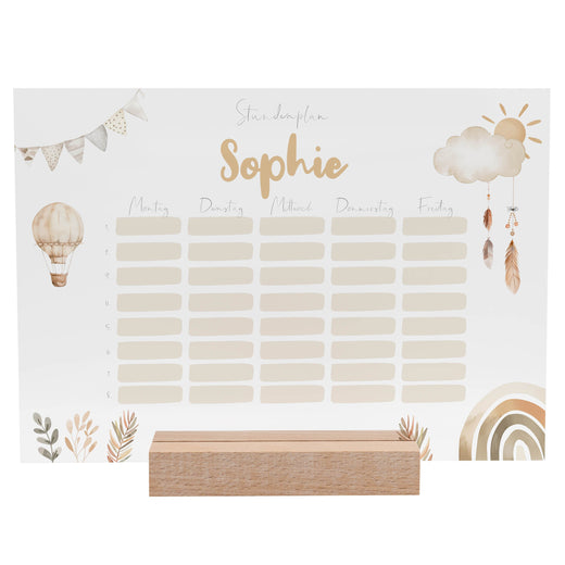 Stundenplan abwischbar personalisiert - Boho - Geschenkfreude