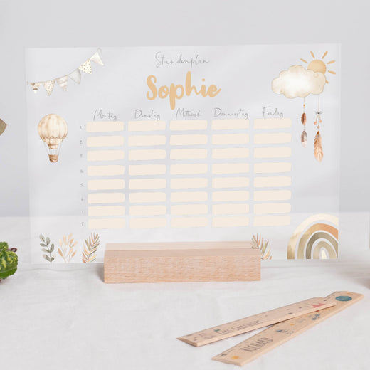 Stundenplan abwischbar personalisiert - Boho - Geschenkfreude