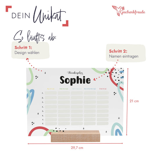Stundenplan abwischbar personalisiert - Bunt - Geschenkfreude