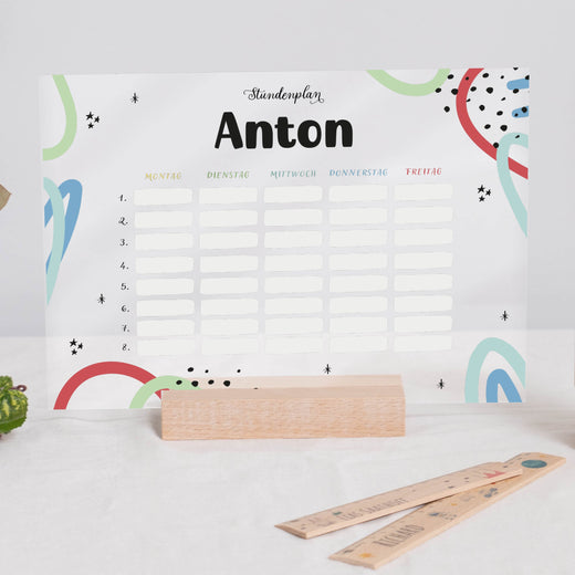 Stundenplan abwischbar personalisiert - Bunt - Geschenkfreude