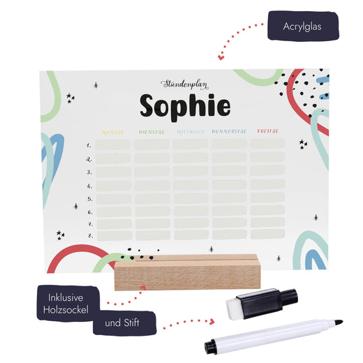 Stundenplan abwischbar personalisiert - Bunt - Geschenkfreude