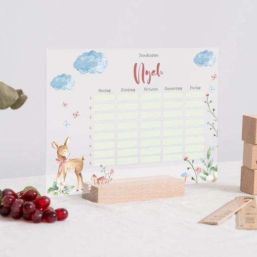 Stundenplan abwischbar personalisiert - Reh - Geschenkfreude