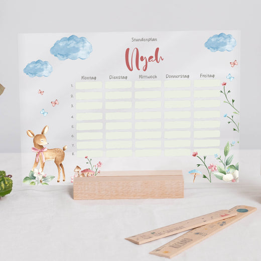 Stundenplan abwischbar personalisiert - Reh - Geschenkfreude