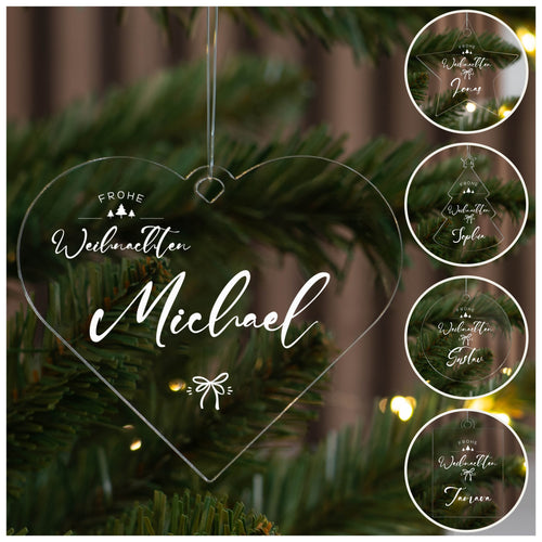 Weihnachtsbaumanhänger Personalisiert - Weihnachtsschleife - Geschenkfreude