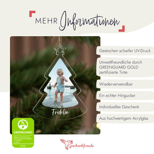 Weihnachtsbaumanhänger Personalisiert - Wunschfoto und Name - Geschenkfreude
