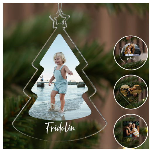 Weihnachtsbaumanhänger Personalisiert - Wunschfoto und Name - Geschenkfreude