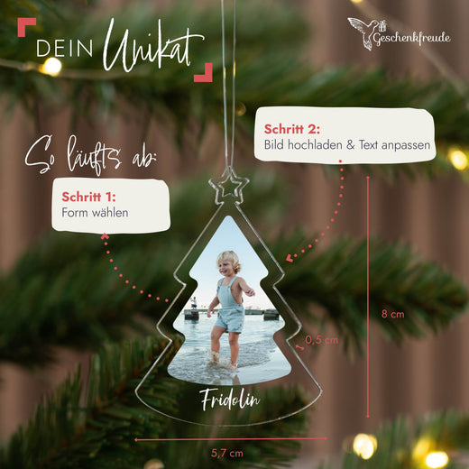 Weihnachtsbaumanhänger Personalisiert - Wunschfoto und Name - Geschenkfreude