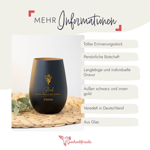 Windlicht Beste Mama - Personalisiert mit Namen - Geschenkfreude
