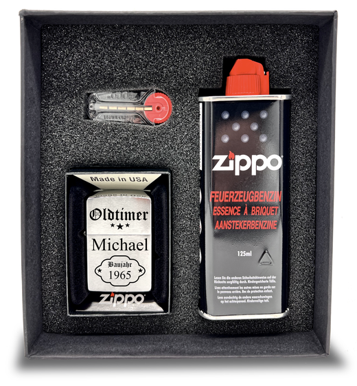 Zippo Feuerzeug mit Gravur | Geschenkset - Oldtimer - Zippo
