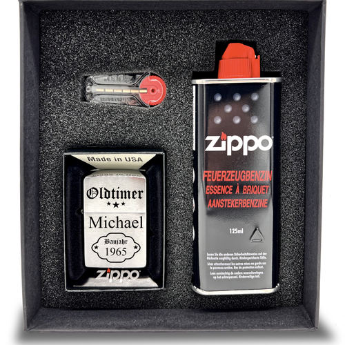 Zippo Feuerzeug mit Gravur | Geschenkset - Oldtimer - Zippo