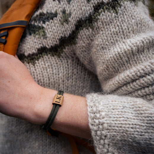 Armband mit Gravur - Paracord Armband - Olive Grün / Schwarz - Geschenkfreude