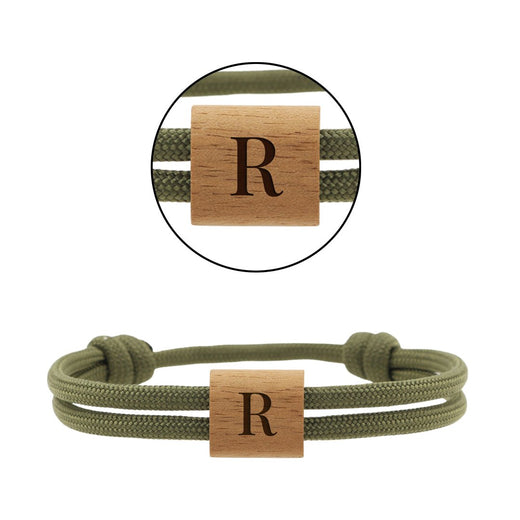 Armband mit Gravur - Paracord Armband - Olive Grün / Schwarz - Geschenkfreude
