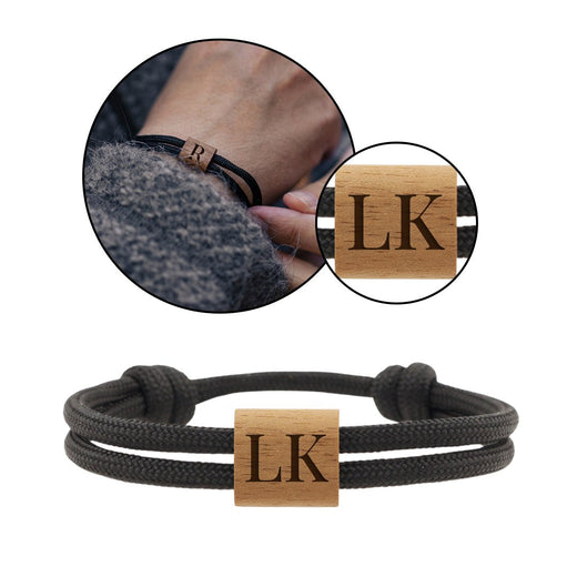 Armband mit Gravur - Paracord Armband - Schwarz / Olivegrün - Geschenkfreude