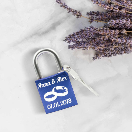 Blaues Liebesschloss mit Gravur - Geschenkfreude