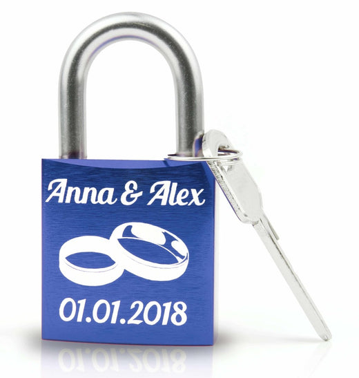 Blaues Liebesschloss mit Gravur - Geschenkfreude