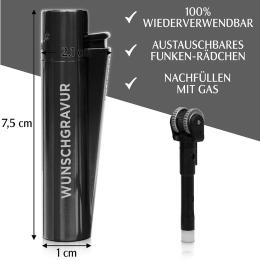 Clipper Feuerzeug mit Gravur | Matt Schwarz - Clipper