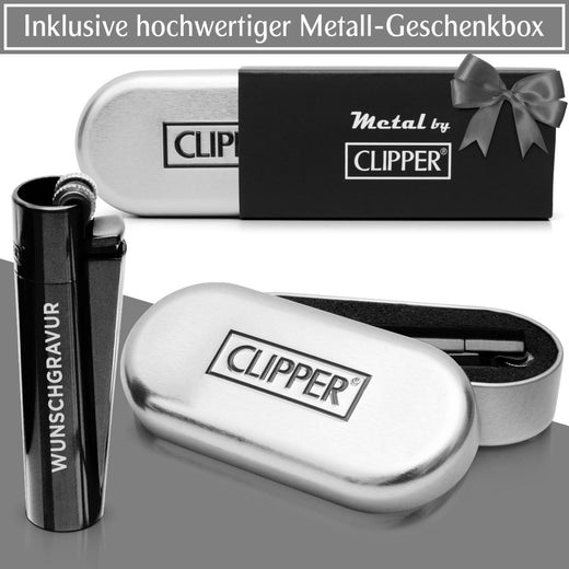 Clipper Feuerzeug mit Gravur | Matt Schwarz - Clipper
