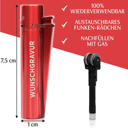 Clipper Feuerzeug mit Gravur | Rot - Clipper