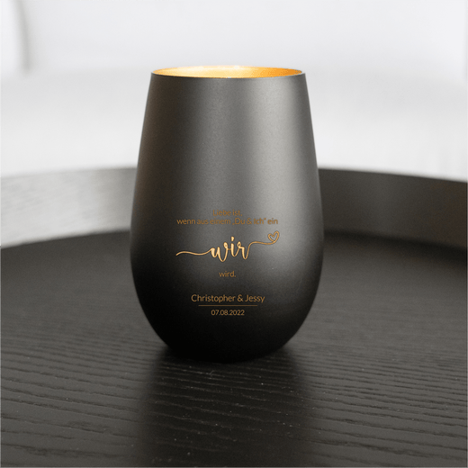 Dunkles Windlicht mit Gravur Hochzeit als Gastgeschenk - Geschenkfreude