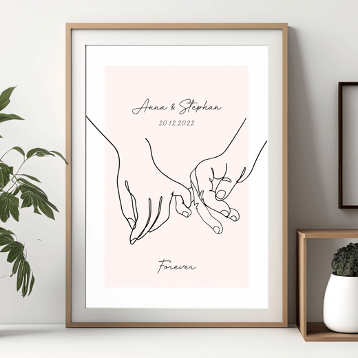 Ewig vereint: Personalisiertes Pärchen Poster Hand in Hand - Geschenkfreude