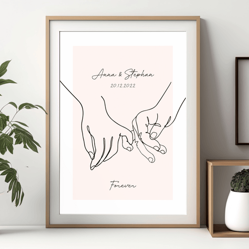 Ewig vereint: Personalisiertes Pärchen Poster Hand in Hand - Geschenkfreude