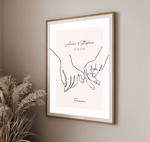 Ewig vereint: Personalisiertes Pärchen Poster Hand in Hand - Geschenkfreude