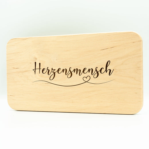 Frühstücksbrettchen Holz mit Motiv Herzensmensch - Geschenkfreude