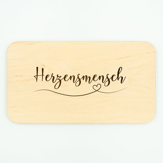 Frühstücksbrettchen Holz mit Motiv Herzensmensch - Geschenkfreude