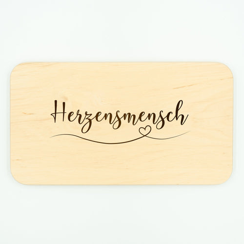 Frühstücksbrettchen Holz mit Motiv Herzensmensch  - Geschenkfreude