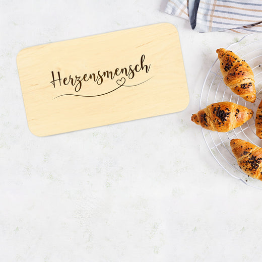 Frühstücksbrettchen Holz mit Motiv Herzensmensch - Geschenkfreude