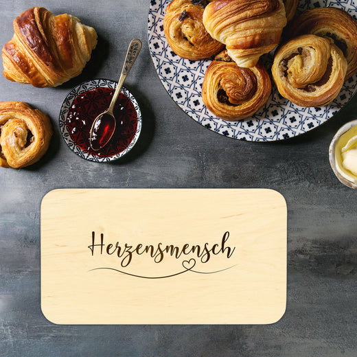 Frühstücksbrettchen Holz mit Motiv Herzensmensch - Geschenkfreude