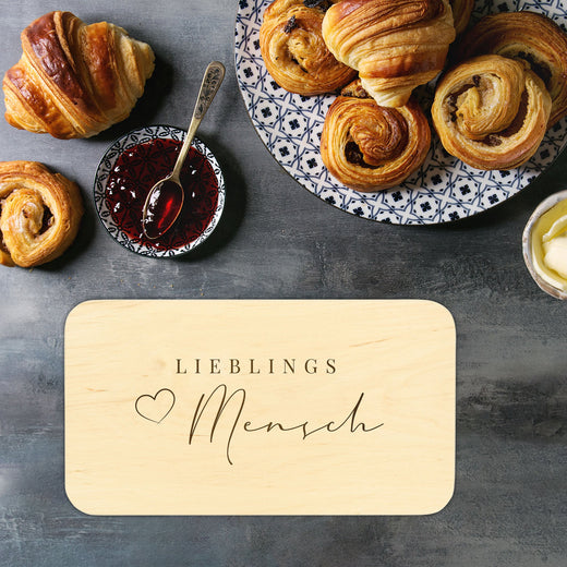 Frühstücksbrettchen Holz mit Motiv Lieblingsmensch - Geschenkfreude