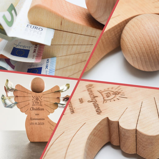 Geldscheinengel mit Gravur | Kommunion - Geschenkfreude