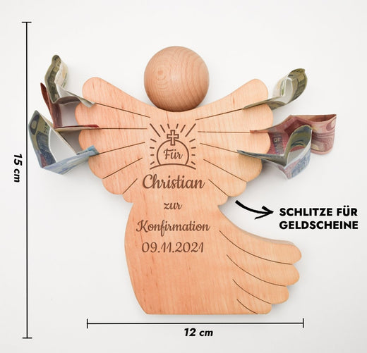 Geldscheinengel mit Gravur | Konfirmation  - Geschenkfreude