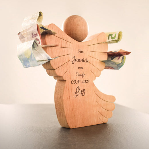 Geldscheinengel mit Gravur | Taufe - Geschenkfreude