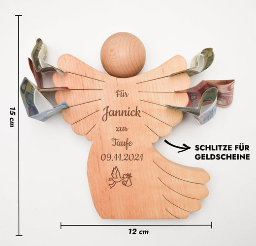 Geldscheinengel mit Gravur | Taufe  - Geschenkfreude