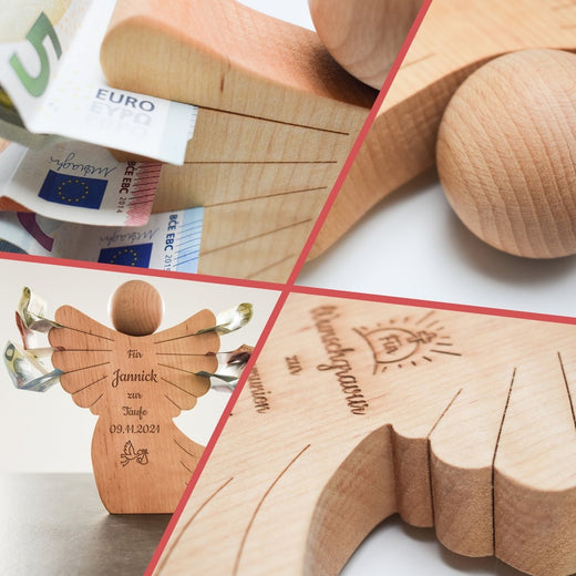 Geldscheinengel mit Gravur | Taufe - Geschenkfreude