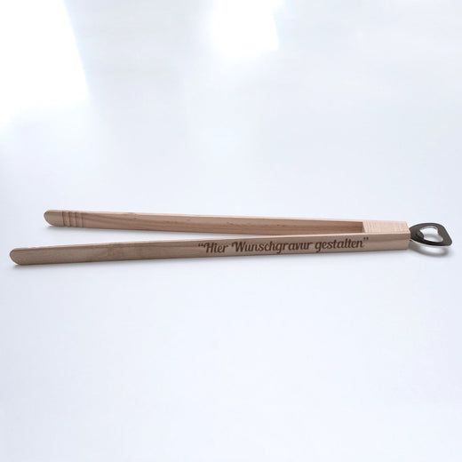 Geschenkfreude Grillzange mit Gravur aus Holz - Geschenkfreude