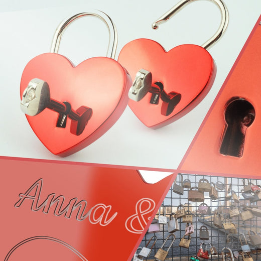 Rotes Herzschloss mit Gravur - Geschenkfreude