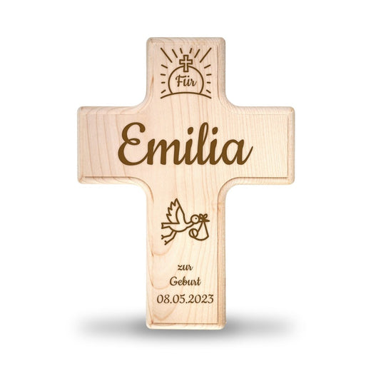 Holzkreuz mit Personalisierung zur Geburt - Geschenkfreude